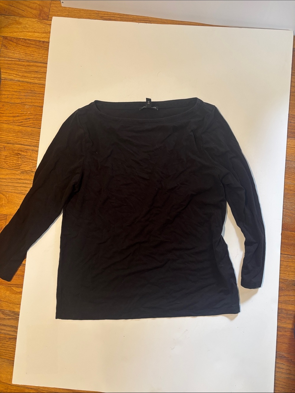 Eileen Fisher Black Long-Sleeve Scoop Neck Top